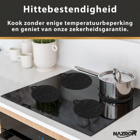 NAZROM® Inductie Beschermer – Inductie Mat – 1 Stijlvolle Set inductie afdekplaat - 2 Stuks Inductiemat NAZROM 